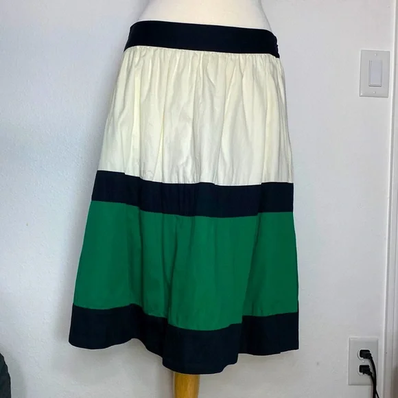 Phase Eight Color Block Cotton A-Line Midi Skirt, 34" Waist, Size 16 - Picture 3 of 13
